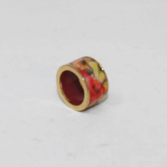 CAROLINA HERRERA #39318 Floral Red Bracelet and Ring Set (Ring Size 6)